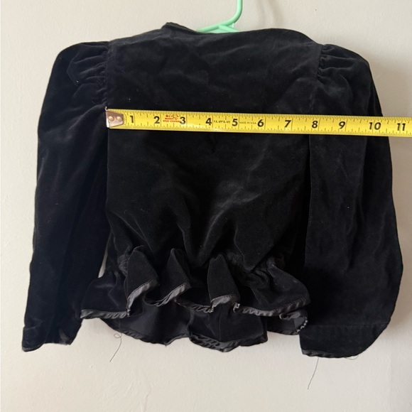 Vintage 1980s Black Velvet Double-Breasted Jacket - Shoulder Pads, Size 3T - Picture 4 of 5